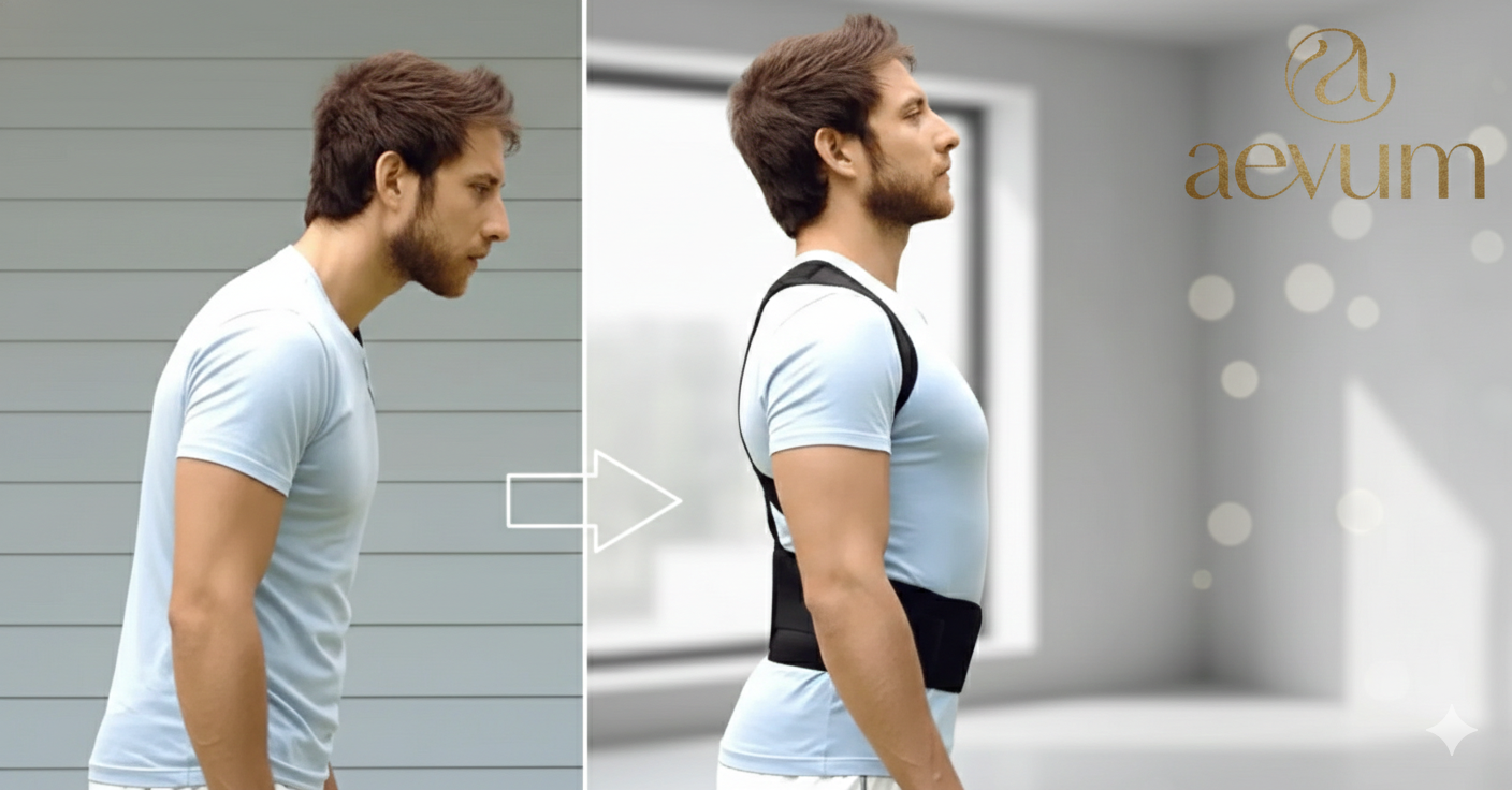 Chaleco corrector de postura con diseño cruzado en la espalda para soporte lumbar y alineación de hombros - Aevum Chile.