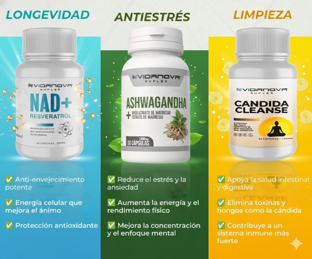 Pack 3 Bienestar: NAD+ + Ashwagandha + Candida