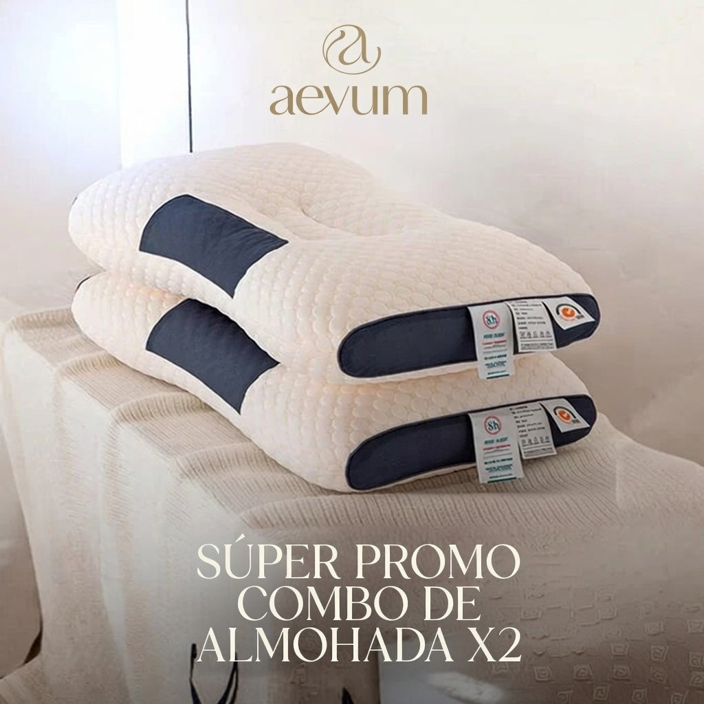 Set de 2 almohadas ortopédicas cervicales de espuma con memoria para alineación de columna y cuello - Aevum Chile.
