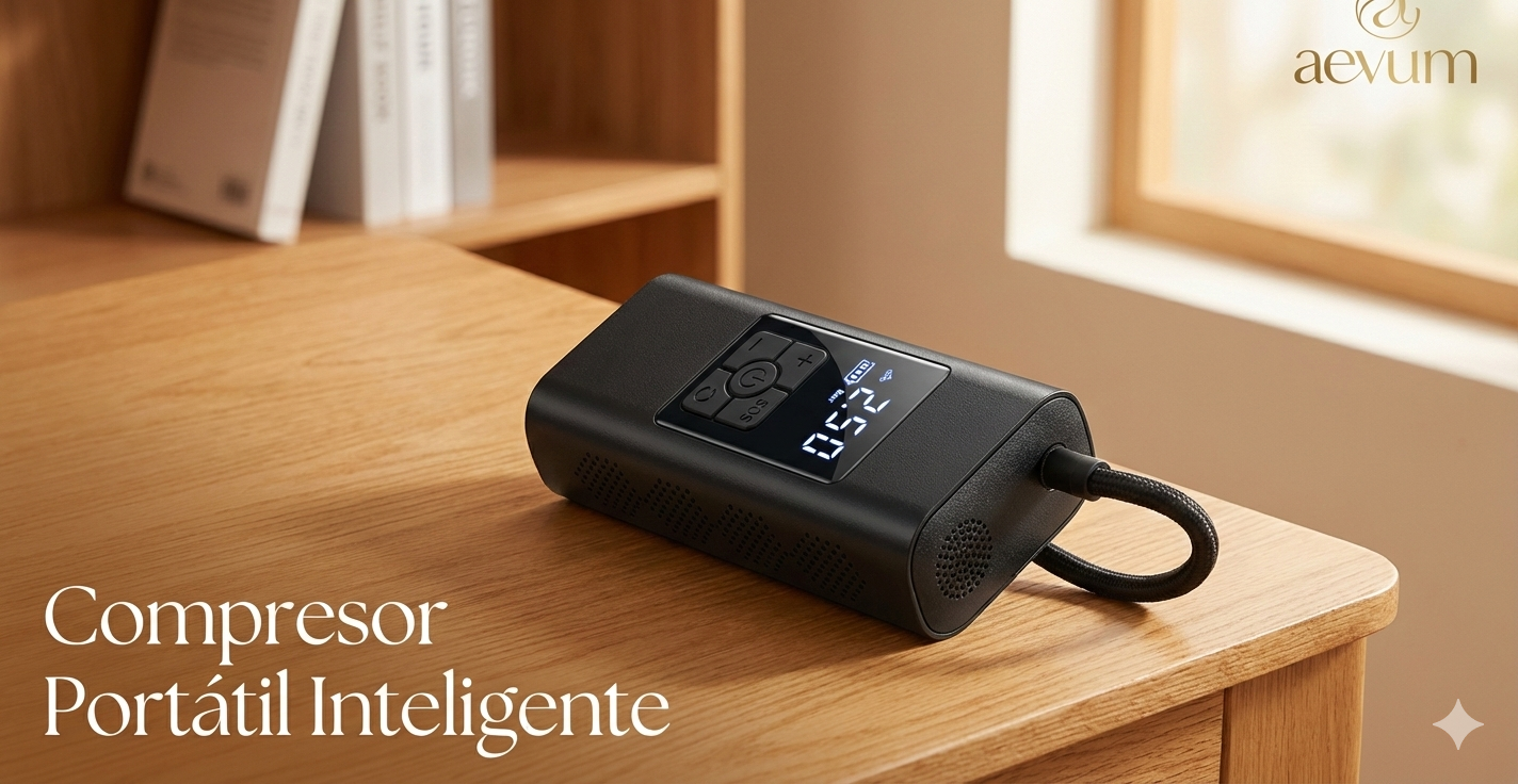 Compresor de aire portátil digital para neumáticos Aevum Chile.