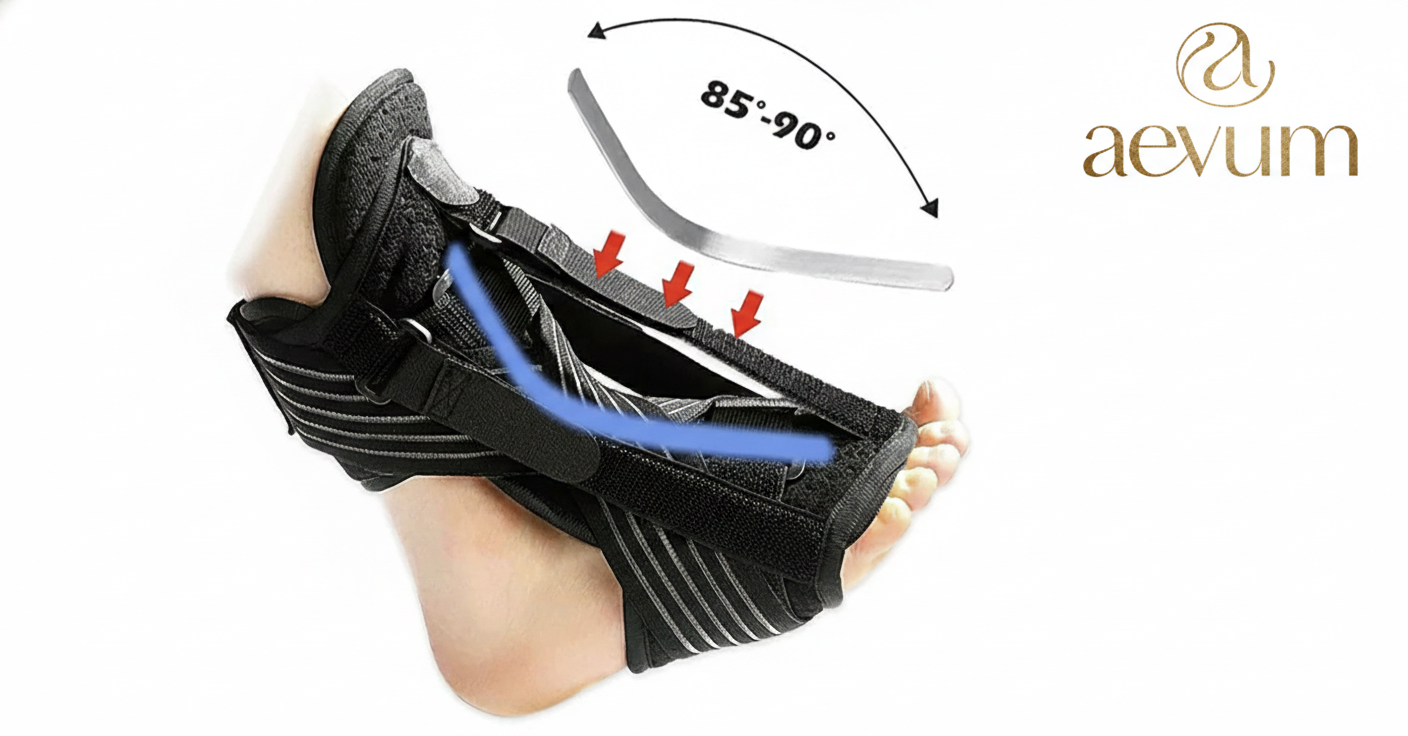 Férula nocturna ajustable para el tratamiento de la fascitis plantar y estiramiento del tendón de Aquiles - Aevum Chile.