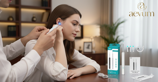 Otoscopio digital inalámbrico con cámara HD y luz LED para limpieza de oídos segura - Aevum Chile.