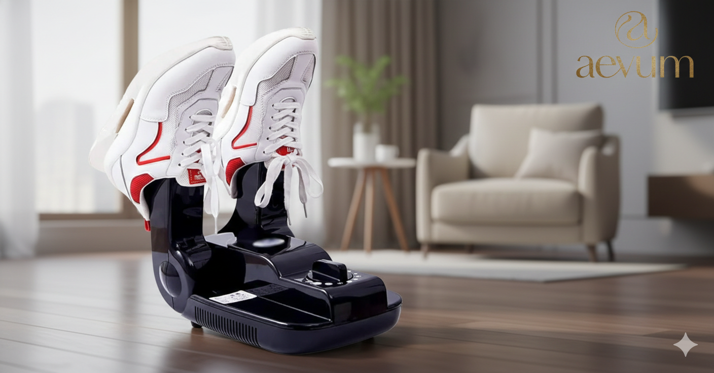 Secador de zapatos portátil con tecnología de calor y desinfección para calzado deportivo - Aevum Chile.
