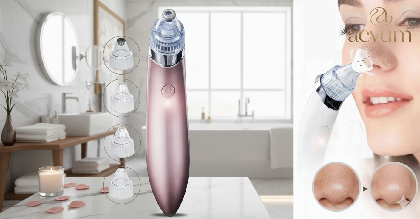 Extractor de puntos negros eléctrico con tecnología de succión al vacío y cabezales intercambiables - Aevum Chile.