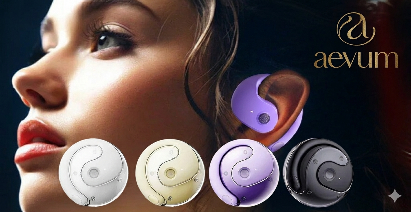 Audífonos deportivos de conducción ósea Bluetooth con diseño ergonómico color negro - Aevum Chile.